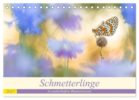 Schmetterlinge in zauberhaften Blumenwiesen (Tischkalender 2027 DIN A5 quer), CALVENDO Monatskalender