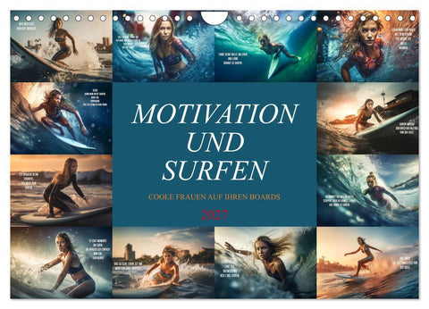 Motivation und Surfen (Wandkalender 2027 DIN A4 quer), CALVENDO Monatskalender