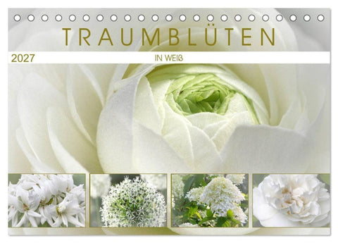 Traumblüten in Weiß (Tischkalender 2027 DIN A5 quer), CALVENDO Monatskalender