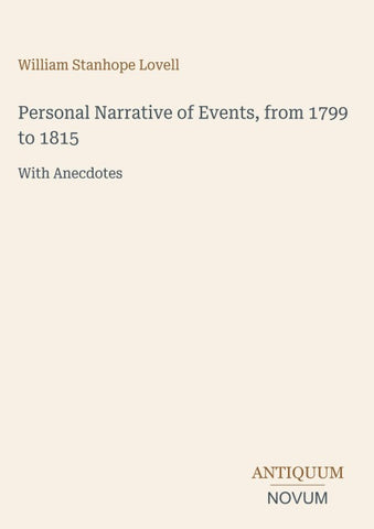 Personal Narrative of Events, from 1799 to 1815