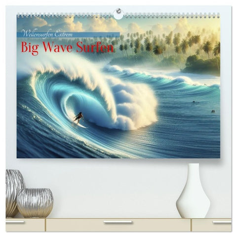 Big Wave Surfen (hochwertiger Premium Wandkalender 2026 DIN A2 quer), Kunstdruck in Hochglanz