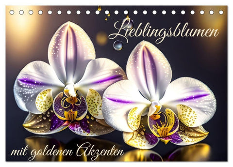 Lieblingsblumen mit goldenen Akzenten (Tischkalender 2027 DIN A5 quer), CALVENDO Monatskalender