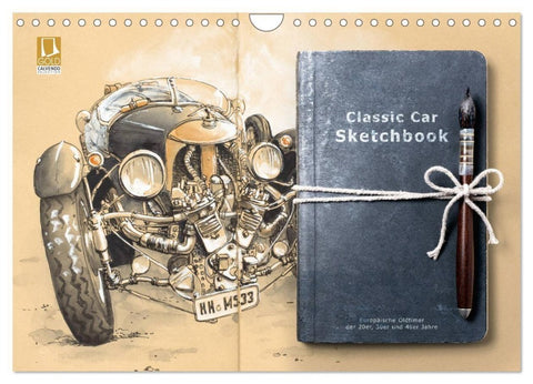 Classic Car Sketchbook (Wandkalender 2027 DIN A4 quer), CALVENDO Monatskalender