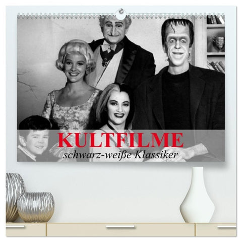 Kultfilme - schwarz-weiße Klassiker (hochwertiger Premium Wandkalender 2026 DIN A2 quer), Kunstdruck in Hochglanz