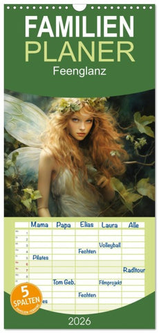 Familienplaner 2026 - Feenglanz mit 5 Spalten (Wandkalender, 21 x 45 cm) CALVENDO