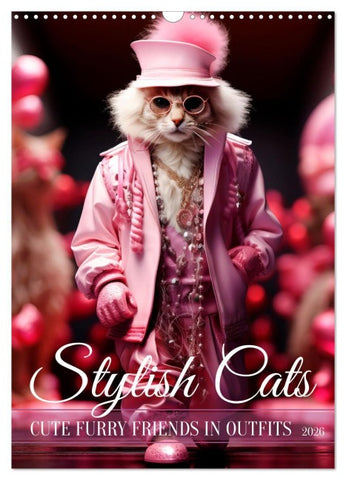 Stylish cats (Wall Calendar 2026 DIN A3 portrait), CALVENDO 12 Month Wall Calendar