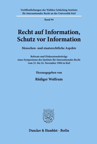 Recht auf Information, Schutz vor Information.