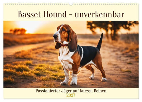 Basset Hound - unverkennbar (Wandkalender 2027 DIN A2 quer), CALVENDO Monatskalender