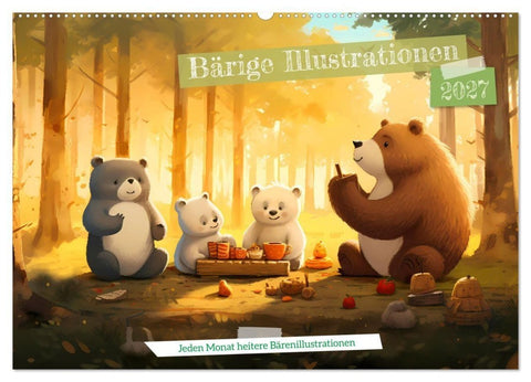 Bärige Illustrationen (Wandkalender 2027 DIN A2 quer), CALVENDO Monatskalender