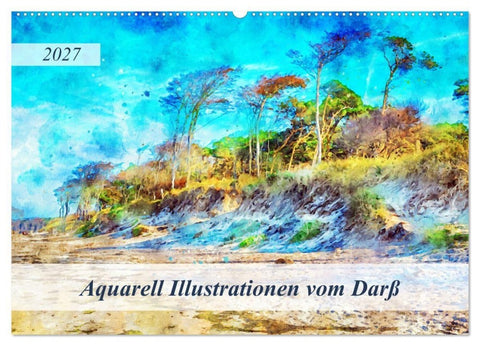 Aquarell Illustrationen vom Darß (Wandkalender 2027 DIN A2 quer), CALVENDO Monatskalender