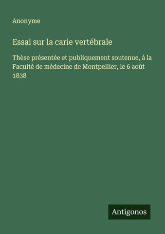 Essai sur la carie vertébrale