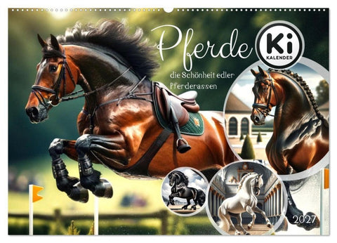 Pferde - die Schönheit edler Pferderassen (Wandkalender 2027 DIN A2 quer), CALVENDO Monatskalender