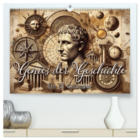 Genies der Geschichte - Ein KI Kalender (hochwertiger Premium Wandkalender 2027 DIN A2 quer), Kunstdruck in Hochglanz