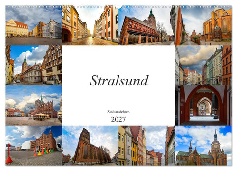 Stralsund Stadtansichten (Wandkalender 2027 DIN A2 quer), CALVENDO Monatskalender