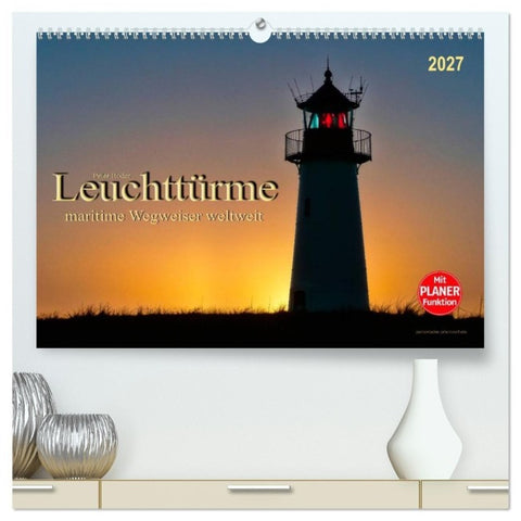 Leuchttürme - maritime Wegweiser weltweit (hochwertiger Premium Wandkalender 2027 DIN A2 quer), Kunstdruck in Hochglanz