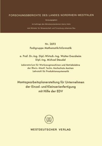 Montagearbeitsplanerstellung für Unternehmen der Einzel- und Kleinserienfertigung mit Hilfe der EDV