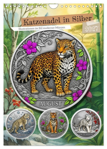 Katzenadel in Silber (Wandkalender 2027 DIN A4 hoch), CALVENDO Monatskalender