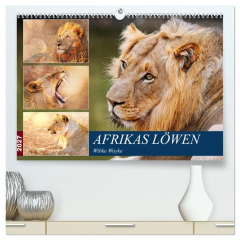 Afrikas Löwen 2027 (hochwertiger Premium Wandkalender 2027 DIN A2 quer), Kunstdruck in Hochglanz
