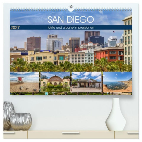 SAN DIEGO Idylle und urbane Impressionen (hochwertiger Premium Wandkalender 2027 DIN A2 quer), Kunstdruck in Hochglanz
