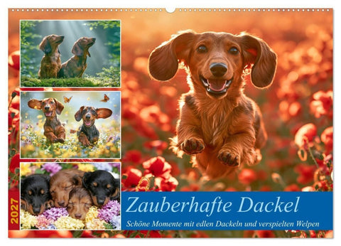 Zauberhafte Dackel (Wandkalender 2027 DIN A2 quer), CALVENDO Monatskalender