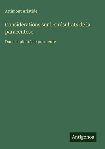 Considérations sur les résultats de la paracentèse