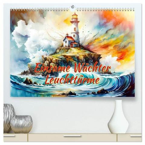 Einsame Wächter Leuchttürme (hochwertiger Premium Wandkalender 2026 DIN A2 quer), Kunstdruck in Hochglanz