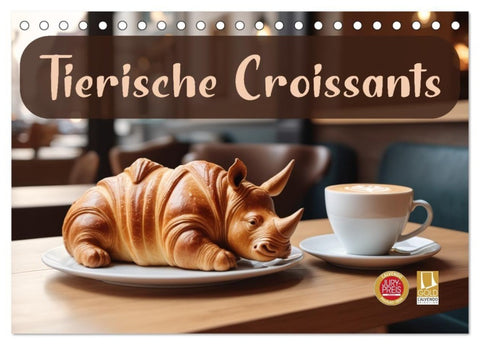 Tierische Croissants (Tischkalender 2027 DIN A5 quer), CALVENDO Monatskalender