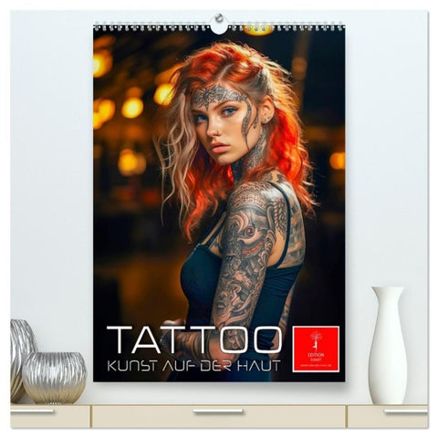 Tattoo Kunst auf der Haut (hochwertiger Premium Wandkalender 2027 DIN A2 hoch), Kunstdruck in Hochglanz