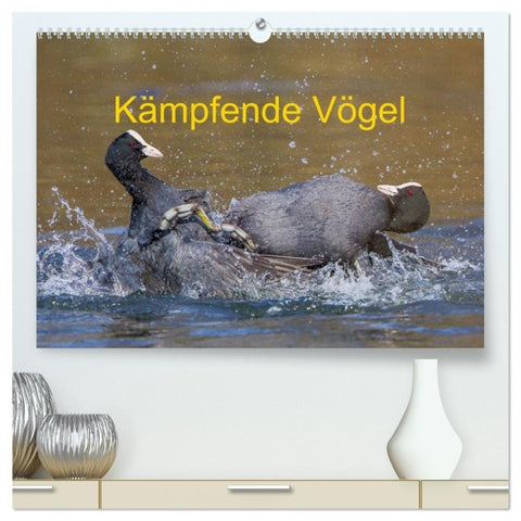 Kämpfende Vögel (hochwertiger Premium Wandkalender 2027 DIN A2 quer), Kunstdruck in Hochglanz