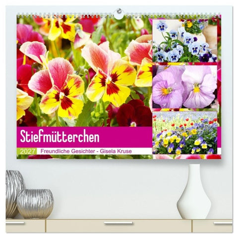 Stiefmütterchen Freundliche Gesichter (hochwertiger Premium Wandkalender 2027 DIN A2 quer), Kunstdruck in Hochglanz