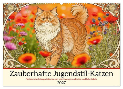 Zauberhafte Jugendstil-Katzen (Wandkalender 2027 DIN A2 quer), CALVENDO Monatskalender