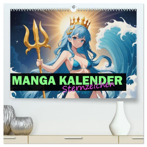 Manga Kalender Sternzeichen (hochwertiger Premium Wandkalender 2027 DIN A2 quer), Kunstdruck in Hochglanz