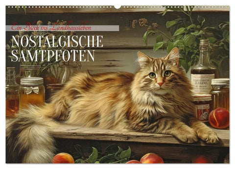 Nostalgische Samtpfoten (Wandkalender 2026 DIN A2 quer), CALVENDO Monatskalender