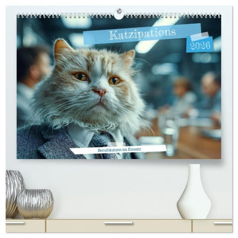 Katzipations - Berufskatzen im Einsatz (hochwertiger Premium Wandkalender 2026 DIN A2 quer), Kunstdruck in Hochglanz