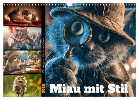 Miau mit Stil (Wandkalender 2026 DIN A3 quer), CALVENDO Monatskalender