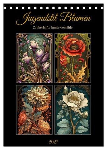 Jugendstil Blumen (Tischkalender 2027 DIN A5 hoch), CALVENDO Monatskalender