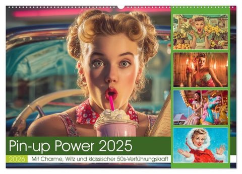Pin-up Power 2025 (Wandkalender 2026 DIN A2 quer), CALVENDO Monatskalender