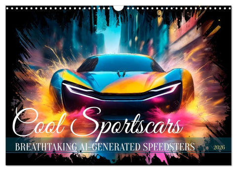 COOL SPORTSCARS Breathtaking AI-generated speedsters (Wall Calendar 2026 DIN A3 landscape), CALVENDO 12 Month Wall Calendar