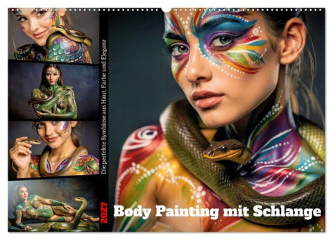 Body Painting mit Schlange (Wandkalender 2027 DIN A2 quer), CALVENDO Monatskalender