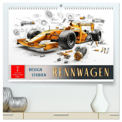 Rennwagen - Design Studien (hochwertiger Premium Wandkalender 2026 DIN A2 quer), Kunstdruck in Hochglanz