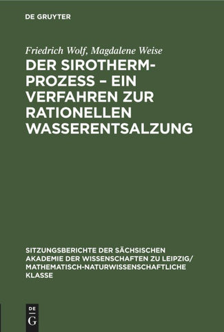 Der Sirotherm-Prozess – Ein Verfahren zur rationellen Wasserentsalzung