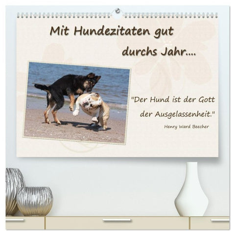 Mit Hundezitaten gut durchs Jahr / CH-Version (hochwertiger Premium Wandkalender 2027 DIN A2 quer), Kunstdruck in Hochglanz