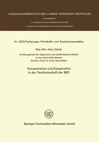 Konzentration und Kooperation in der Textilwirtschaft der BRD