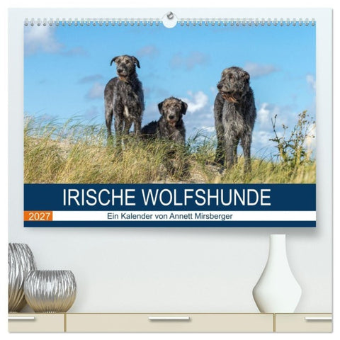 Irische Wolfshunde (hochwertiger Premium Wandkalender 2027 DIN A2 quer), Kunstdruck in Hochglanz