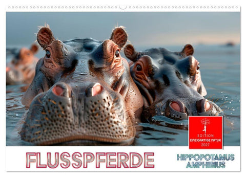 Flusspferde - Hippopotamus amphibius (Wandkalender 2027 DIN A2 quer), CALVENDO Monatskalender