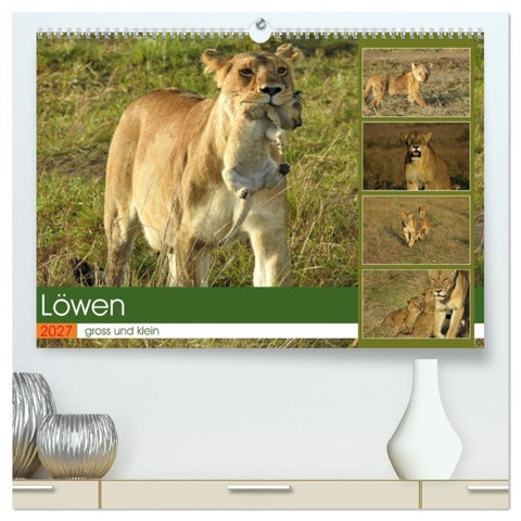 Löwen - gross und klein (hochwertiger Premium Wandkalender 2027 DIN A2 quer), Kunstdruck in Hochglanz