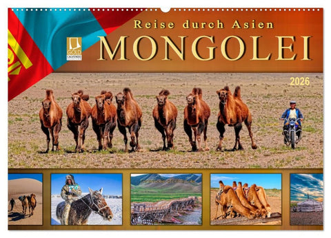 Reise durch Asien - Mongolei (Wandkalender 2026 DIN A2 quer), CALVENDO Monatskalender