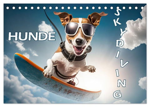 Hunde Skydiving (Tischkalender 2027 DIN A5 quer), CALVENDO Monatskalender