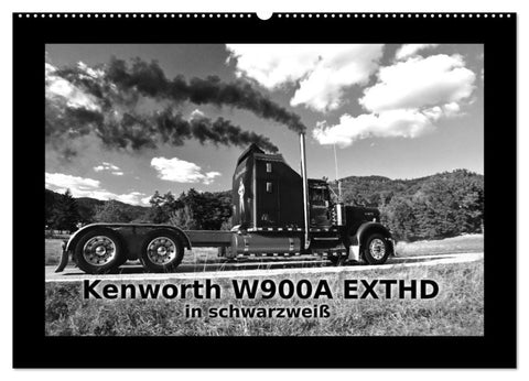 Kenworth W900A EXTHD - in schwarzweiß (Wandkalender 2026 DIN A2 quer), CALVENDO Monatskalender
