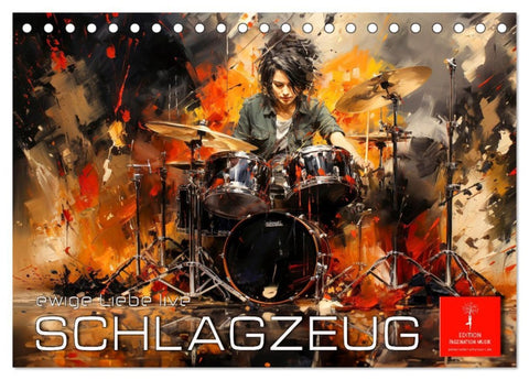 Schlagzeug ewige Liebe live (Tischkalender 2026 DIN A5 quer), CALVENDO Monatskalender